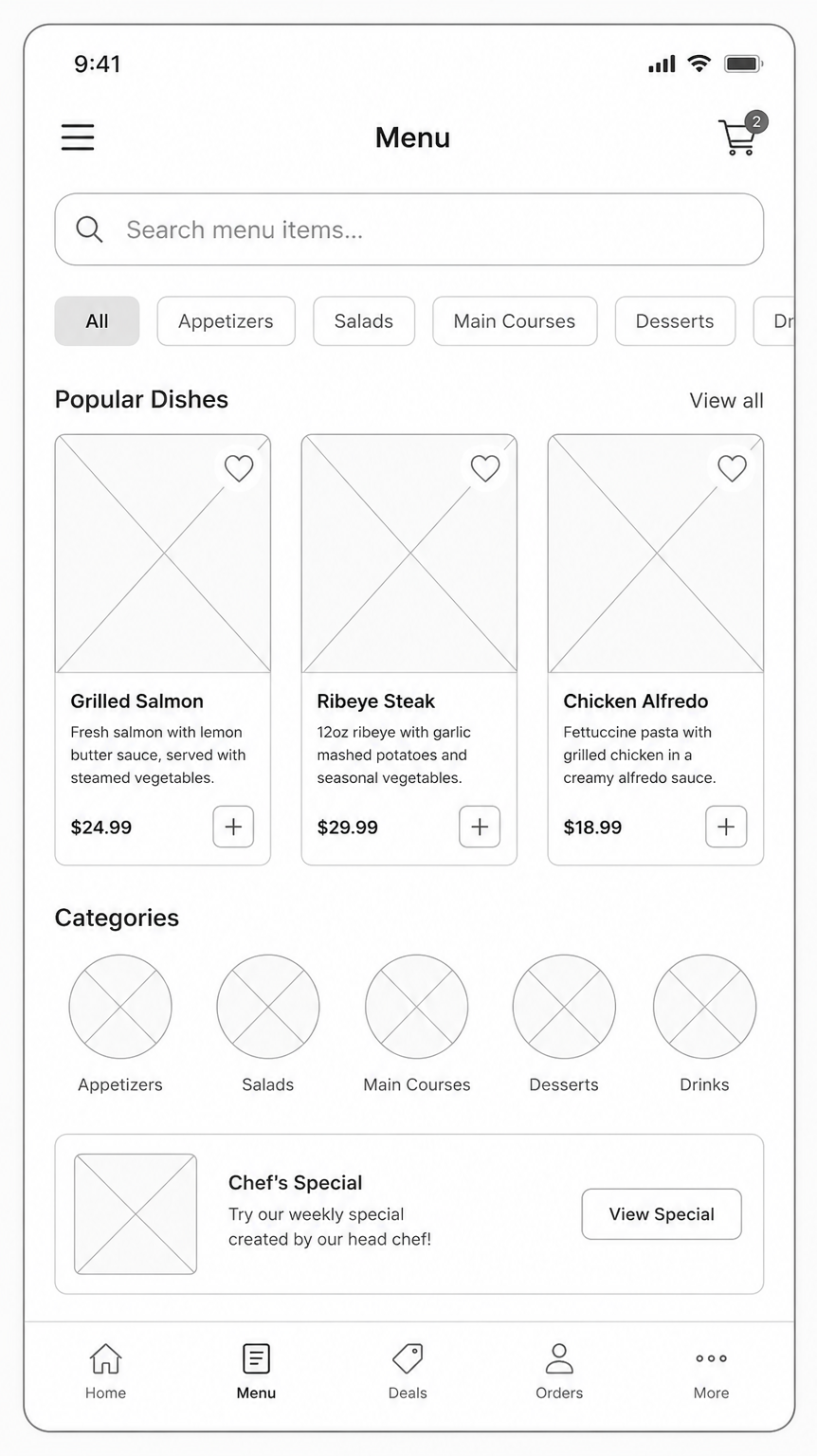 Wireframe design before AI styling