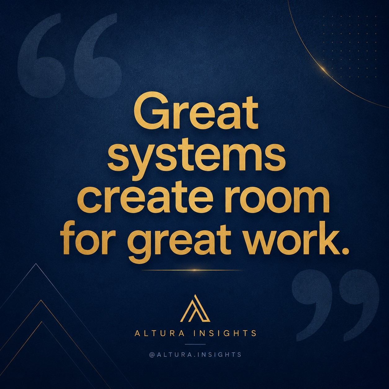 Bold gold typography quote card on a deep navy gradient with subtle texture